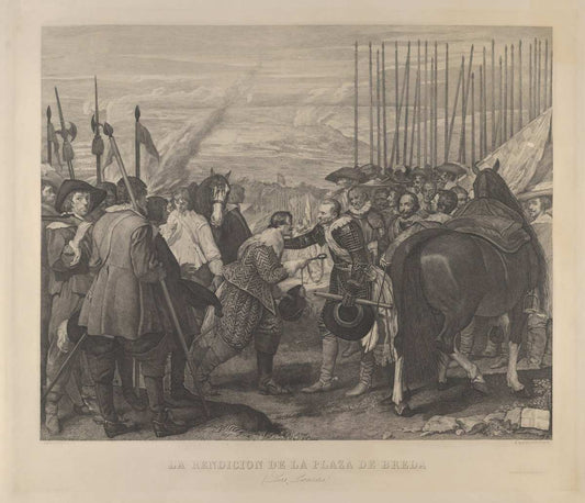 Historic Pictoric Art Print : Bartolomé Maura - The Surrender at Breda or 'Las Lanzas' (The Lances), After Velázquez : Vintage Wall Décor : 14in x 11in