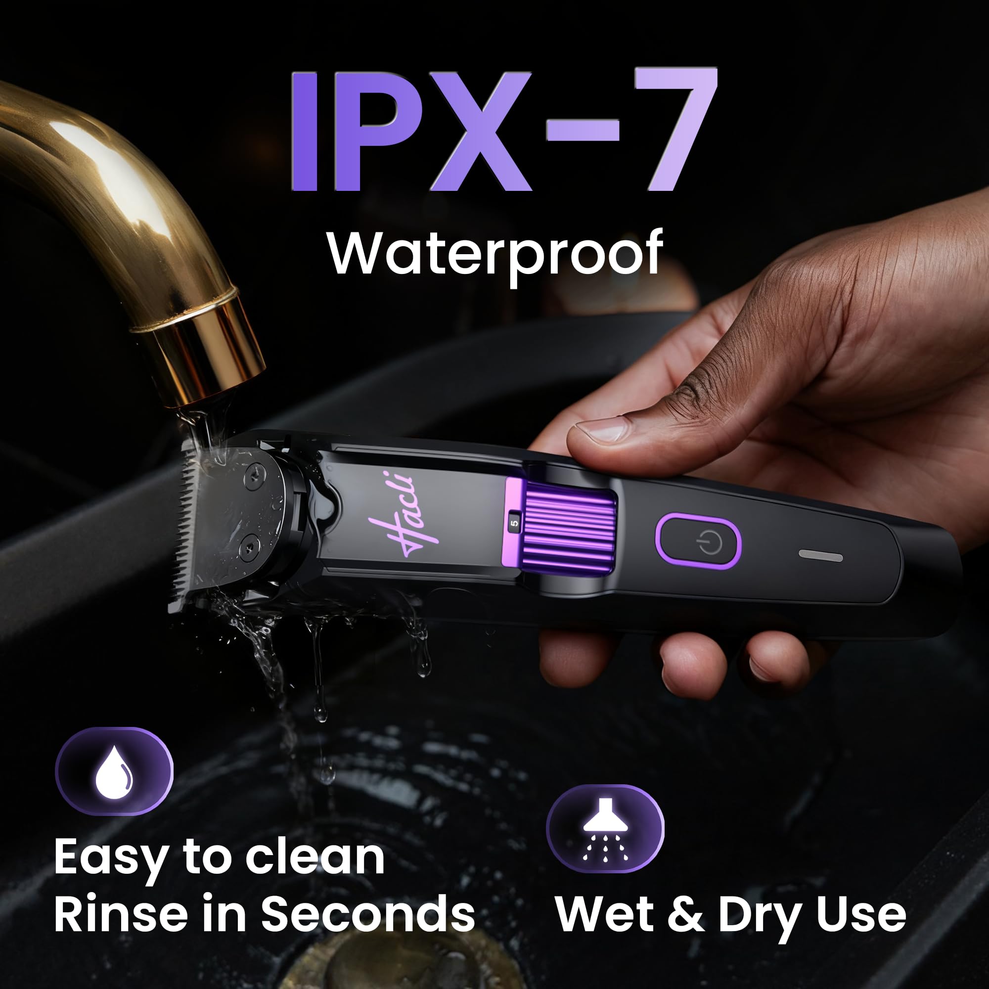 HACLI Professional Beard Trimmer for Men - Cordless IPX7 Waterproof, Precision Dial with 20 Adjustable Length Settings, Wet/Dry Use, 80 Min Runtime, Premium Facial Hair Groomer, Gift for Dad & Husband