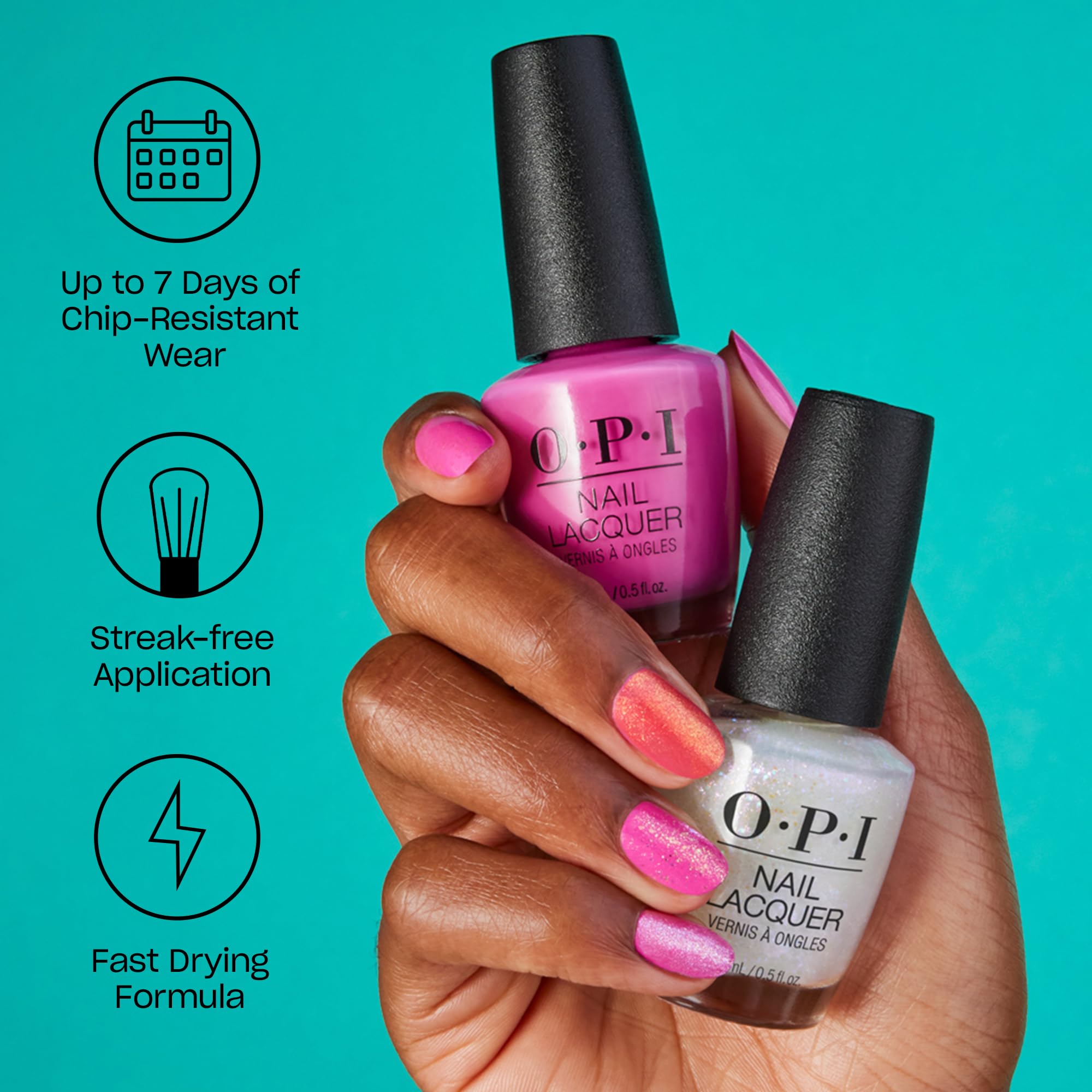 OPI Nail Lacquer Pompeii Purple | Opaque Bright Purple Pearl Chip Resistant Nail Polish | Fast Drying, Streak Free