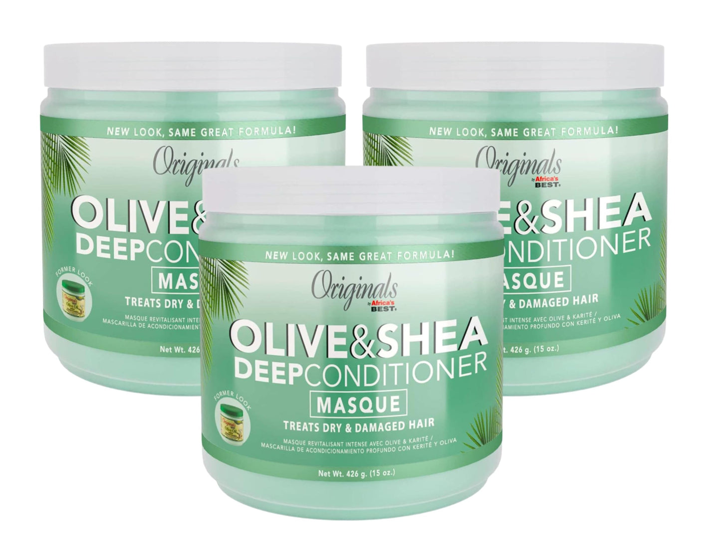 Africas Best Conditioner Originals Olive Oil Deep 15 Ounce Jar (443ml) (3 Pack)