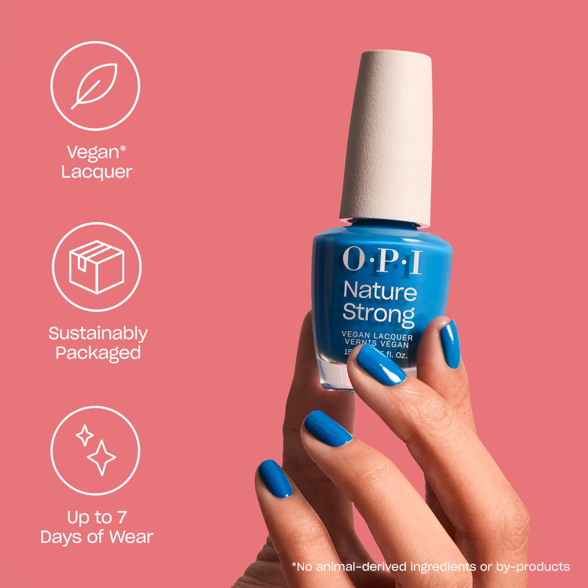Light Coral OPI Nature Strong Simply Radishing | Opaque Dark Pink Crème Natural Origin Nail Polish | Plant Based, Vegan, Cruelty Free