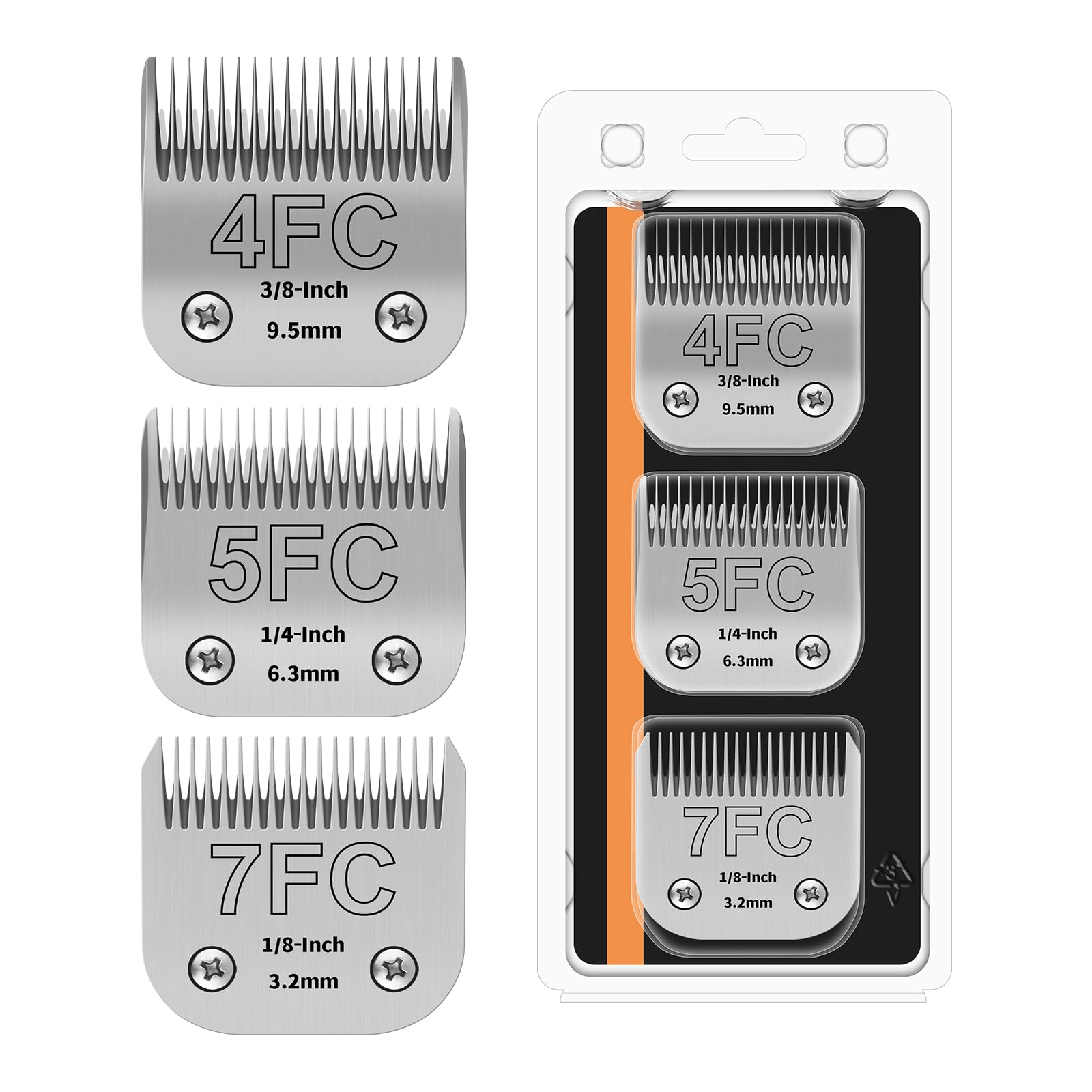 HONGNAL 3PACK Dog Grooming Clipper Replacement Blades Compatible with Andis Pet Clipper/Oster A5/Wahl KM Series Dog Clipper,Ceramic Blade & Stainless Steel Blade (4FC+5FC+7FC)