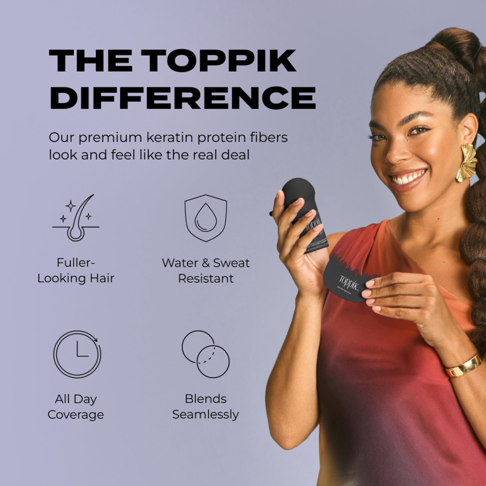 Toppik Hair Building Fibers, Black, 12g Fill In Fine or Thinning Hair, Instantly Thicker, Fuller Looking, 9 Shades for Men & Women, Keratin Protein Formula