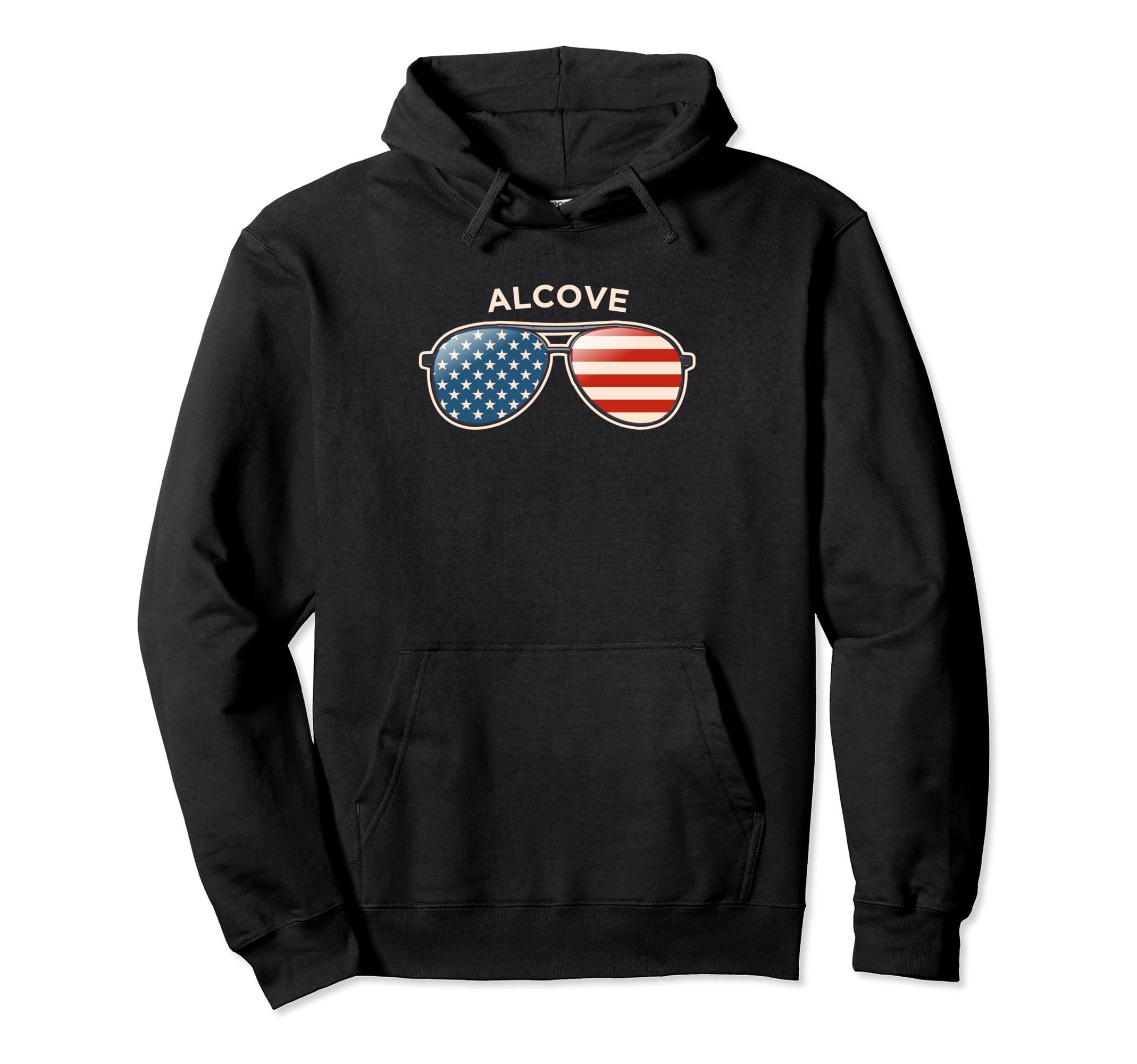 Alcove, NY Vintage US Flag Sunglasses Pullover Hoodie