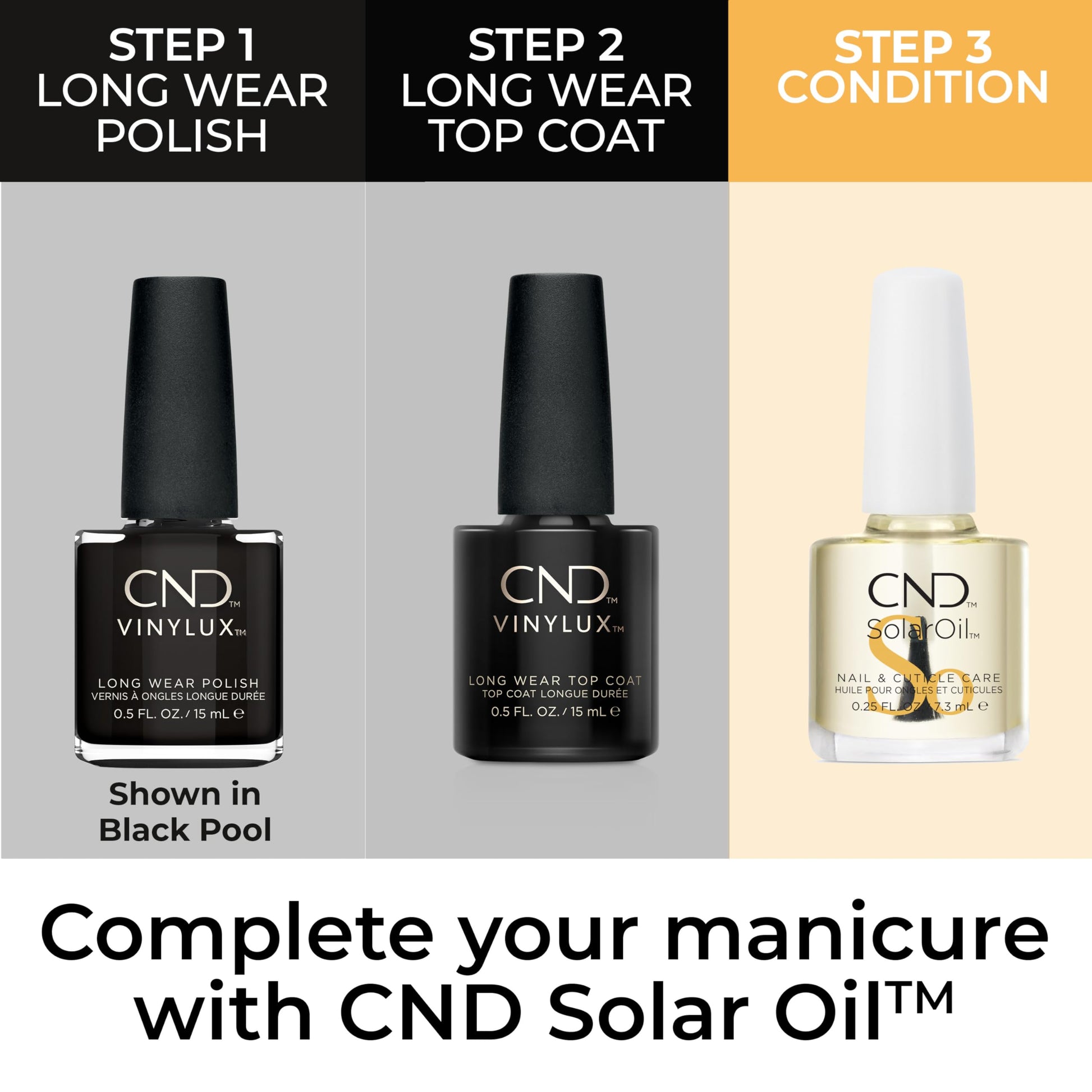 Gray CND Vinylux Longwear Black Nail Polish, Gel-like Shine & Chip Resistant Color, Asphalt, 0.5 fl. oz