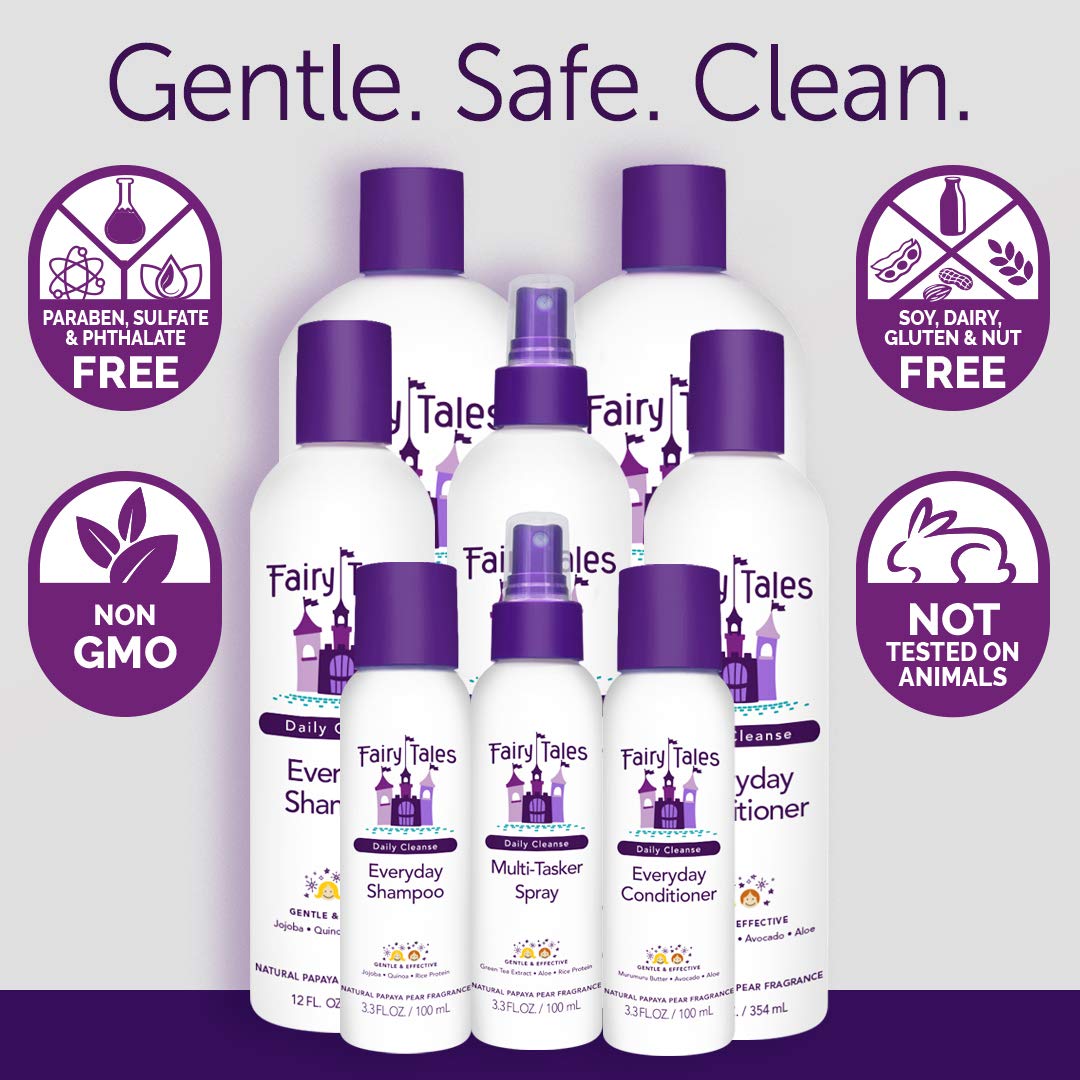 Fairy Tales Daily Cleanse Everyday Kids Shampoo + Conditioner set - Gentle Natural Defining Product, Tangle Free, Moisturizing and Hydrating, Clean + Natural Ingredients - Paraben Free - 32 oz. (2PK)
