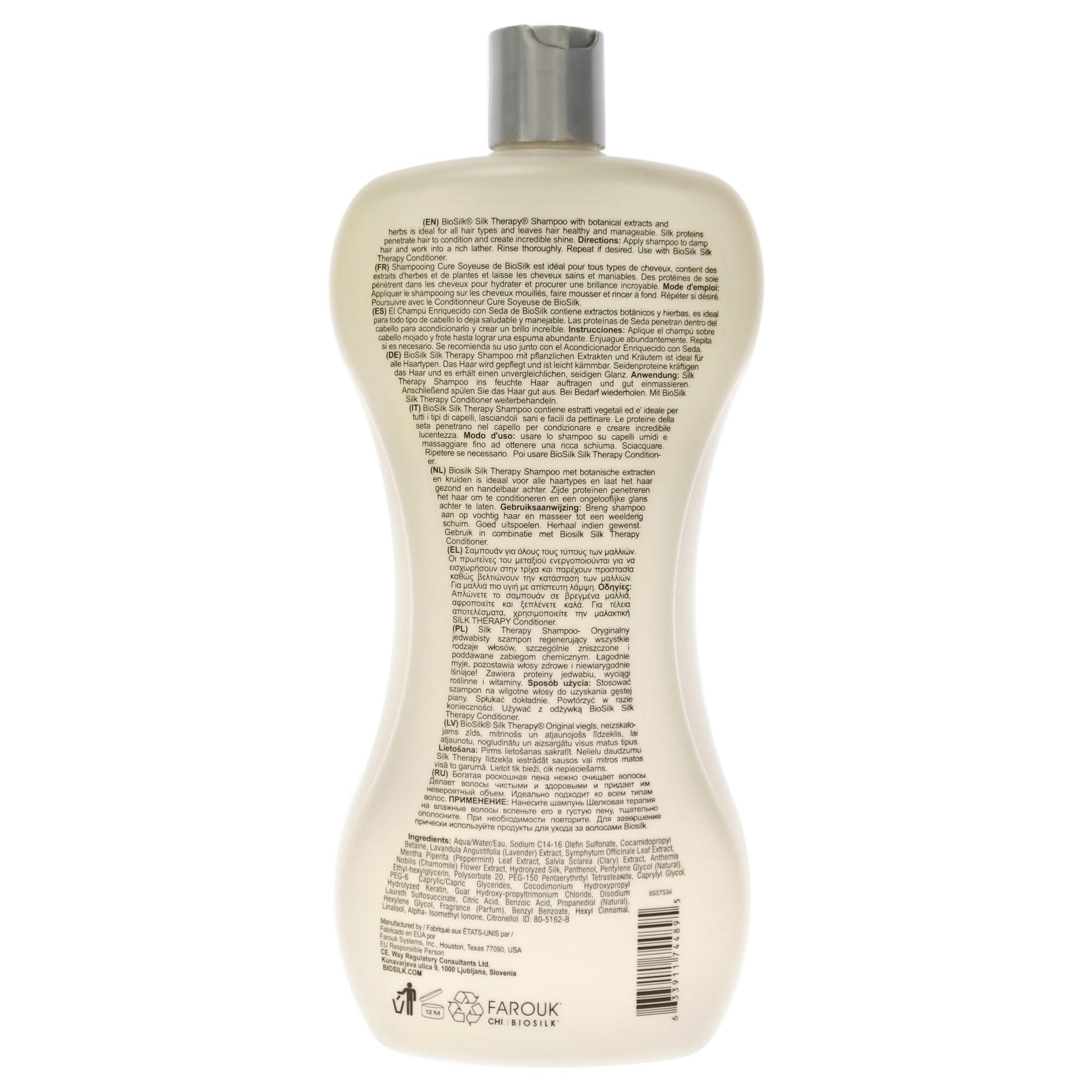 Biosilk Silk Therapy Shampoo for Unisex, 34 Ounce