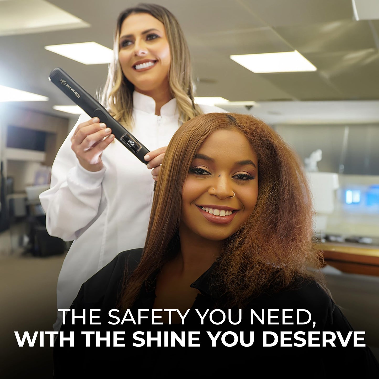 MQ Hair - Lisseur professionnel Pro 480 Velox - Fer plat, plaques en titane avancées, chauffage rapide, résultats dignes d'un salon, sécurité renforcée - Design ergonomique élégant - Noir