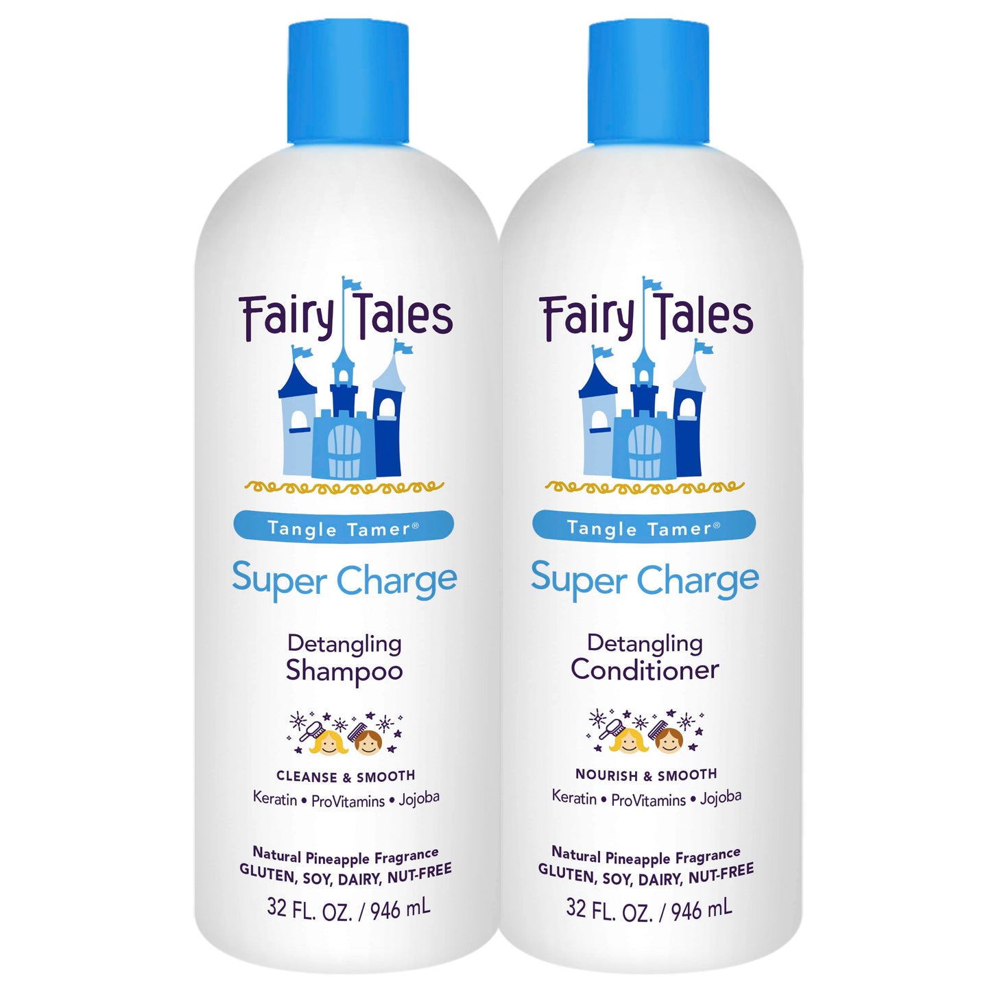 Fairy Tales Tangle Tamer Detangling Shampoo and Conditioner for Kids - Ultra Moisturizing and Anti Frizz Protection - Paraben Free, Sulfate Free - 32 Oz (2 pack)