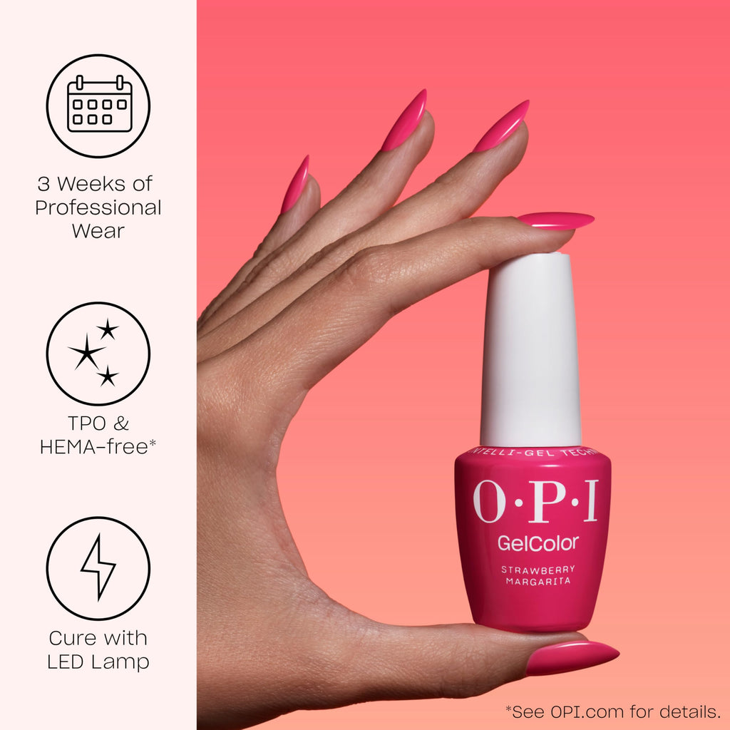 OPI GelColor Iconic Pink Shades Gel Nail Polish Trio Bundle | Strawberry Margarita + Bubble Bath + Put It in Neutral Crème UV Cure Gel Polish Colors