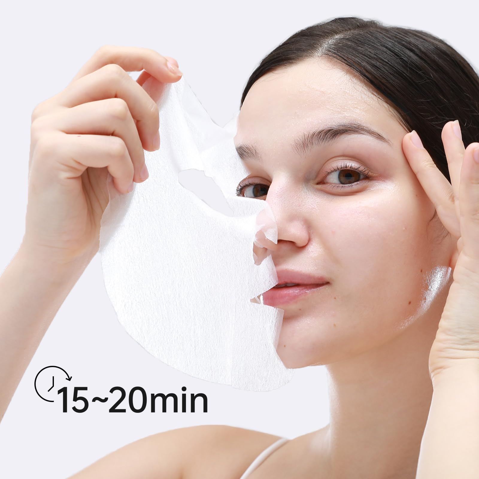 White Smoke +WIS+ Hyaluronic Acid Face Mask 24 EA with Hyaluronic Acid Serum and Vitamin B5, Facial Mask for Dry Skin, Anti-Aging Mask to Plump and Repair Dehydrated Skin, Safe on Sensitive Skin,gifts for women