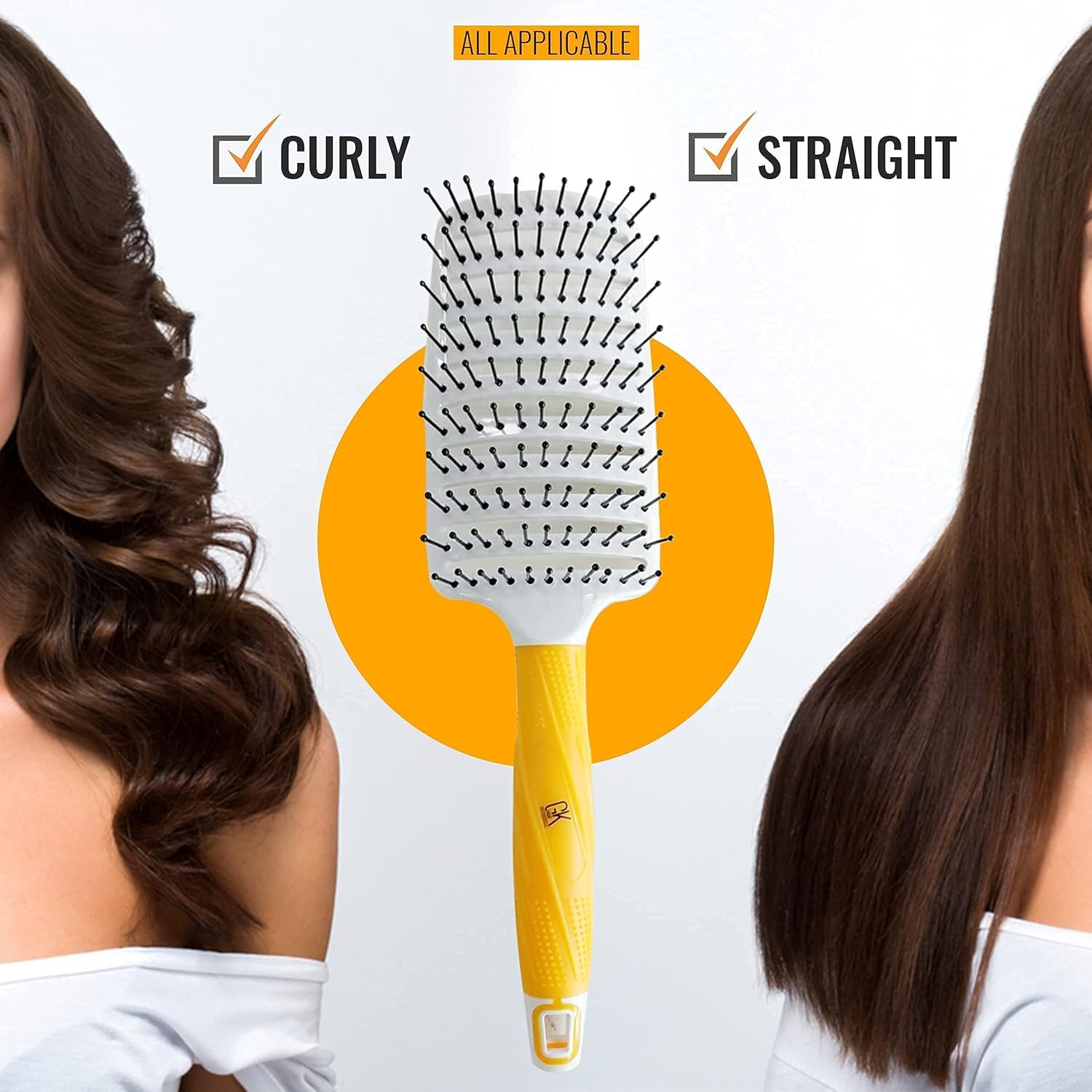 GK HAIR Global Keratin Professional Curved Vented Brush 2.5 Inch for Blow Drying Styling Detangling Vent Brush with Pin Bristles & Non Slip Grip for Long Curly Tangled Straight & Thick Hair - Unisex
