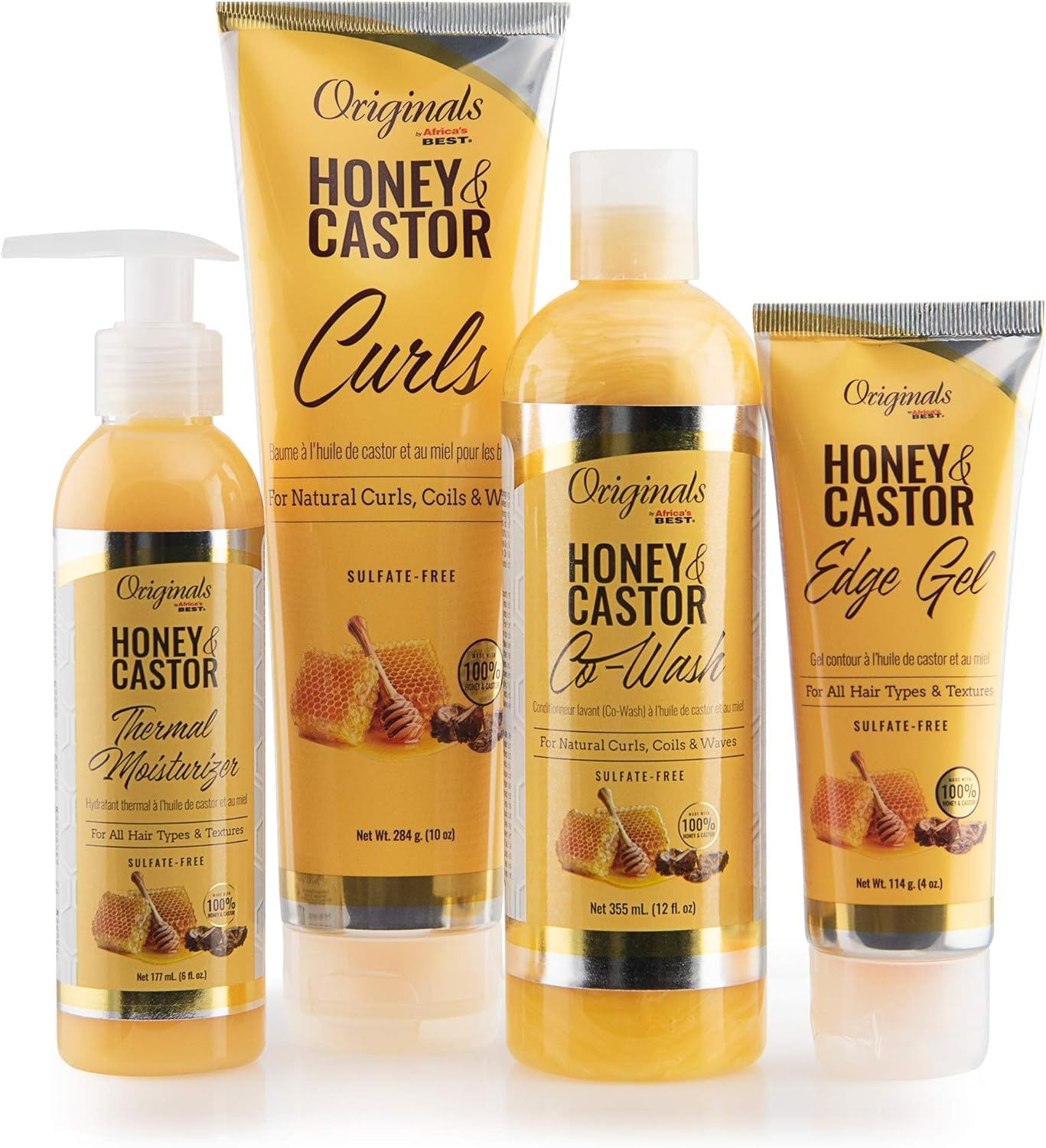 Africa's Best Originals by and Castor Hair Co-Wash for Natural Curls, Coils and Waves, Sulfate-Free, Honey 12 Fl Oz