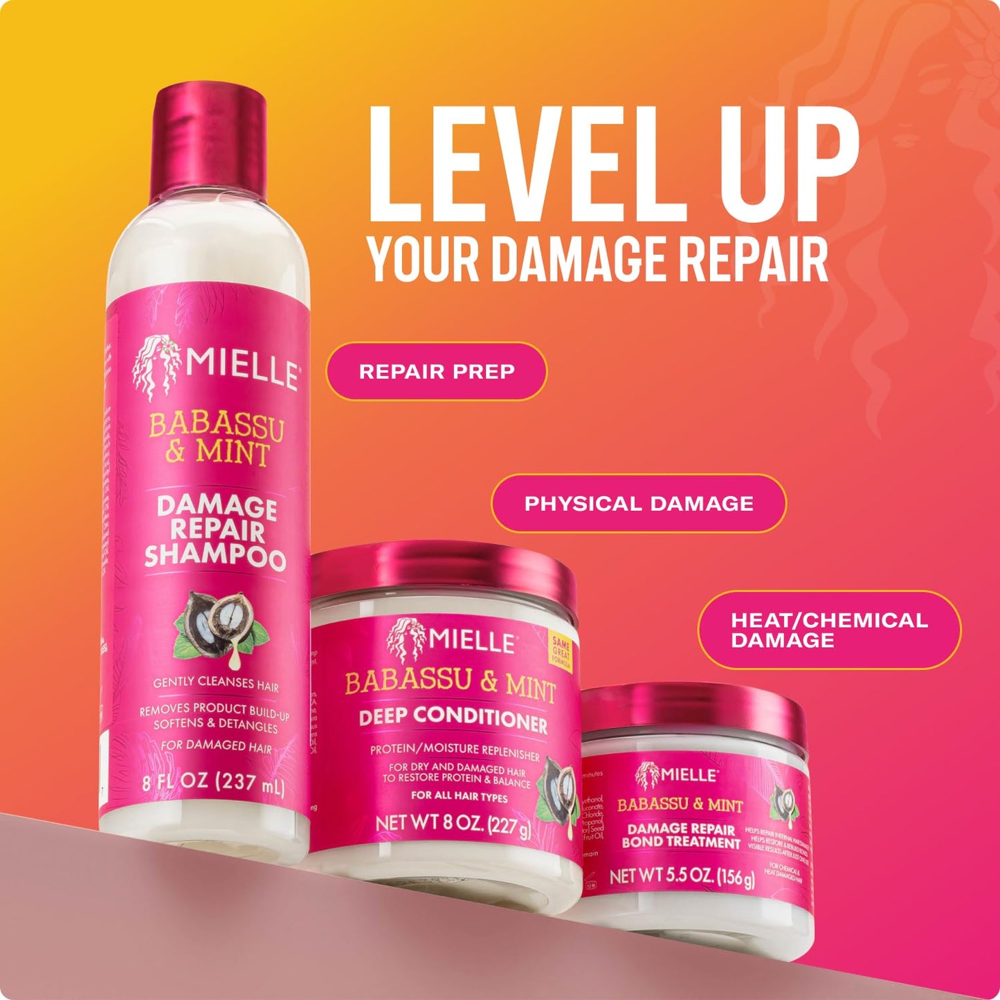 Tomato Mielle Organics Babassu & Mint Damage Repair Bond Treatment for Chemical and Heat Damaged Hair, 5.5 Ounce