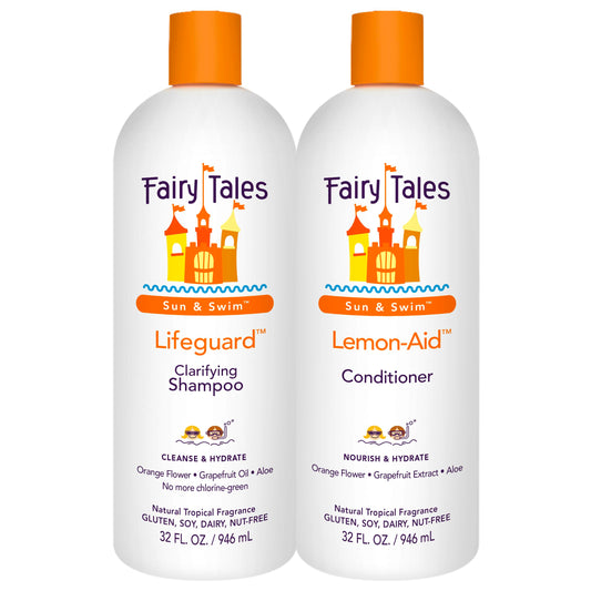Fairy Tales Swim Shampoo 32oz and Conditioner 32oz for Kids | Made with Natural Ingredients in the USA | Chlorine Removal Swimmer Shampoo and Conditioner | No Parabens, Sulfates, or Synthetic Dyes