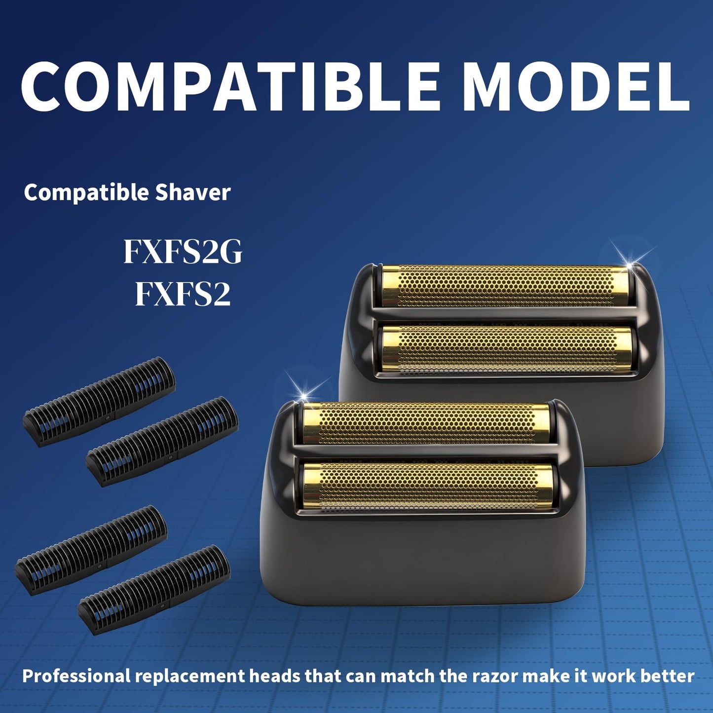 2 Pack Shaver Replacement Foil and Cutters Compatible with BaBylissPRO Double FXFS2 Metal Shaver foil Replacement,Black