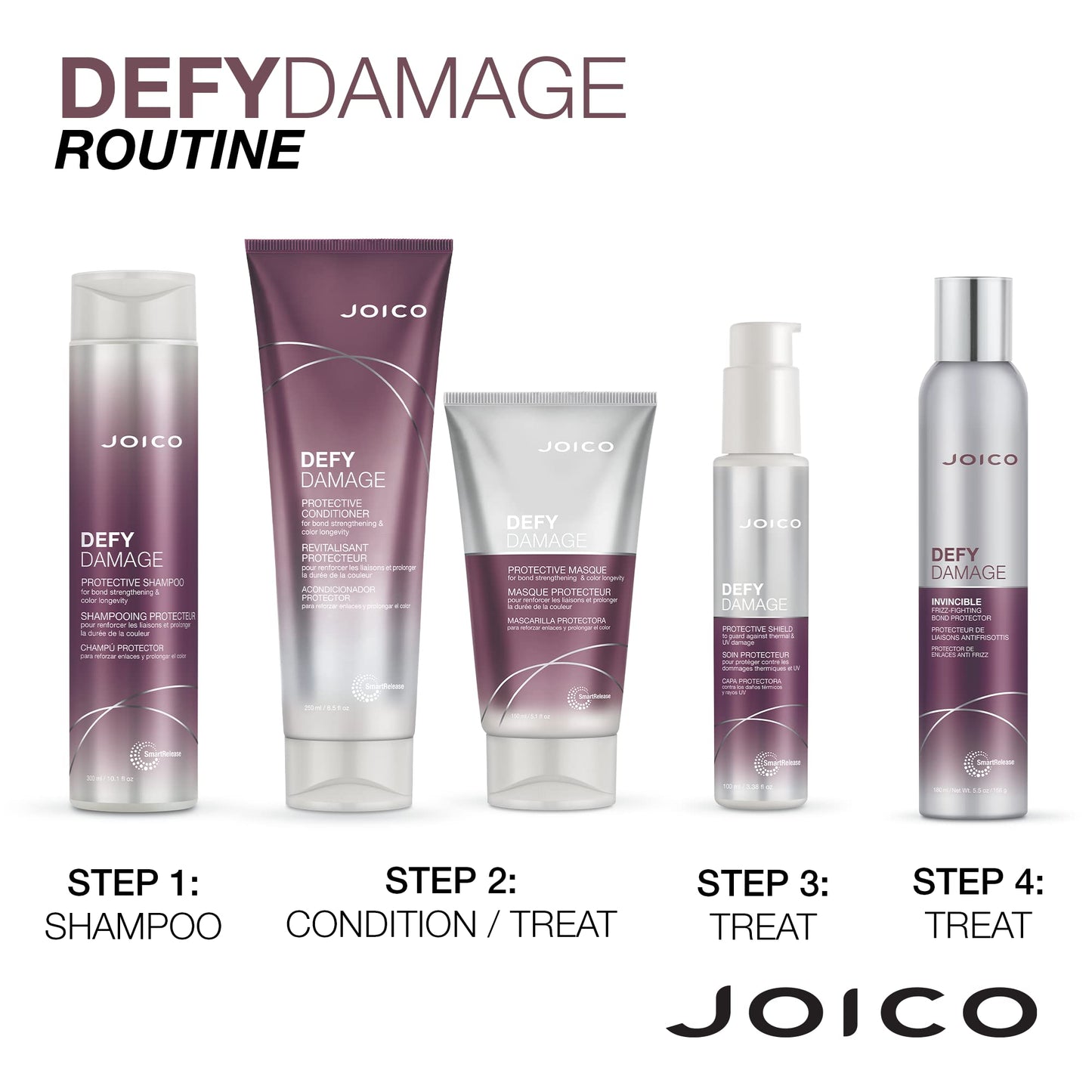 Joico Defy Damage 防护洗发水和护发素套装 | 保持发色 | 增强发质，延长发色