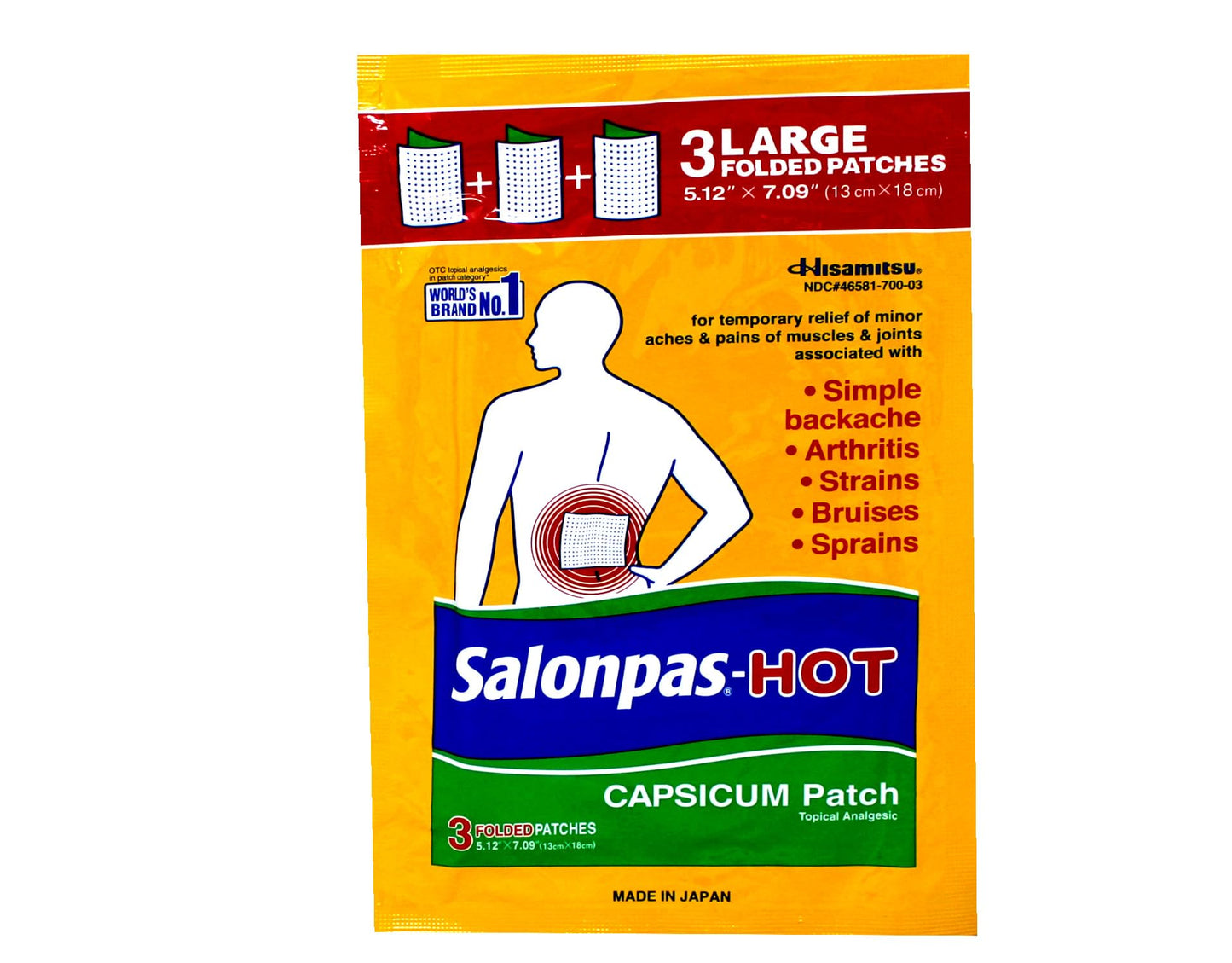 Orange Salonpas-Hot Capsicum Patch 3 Count (Pack of 6)