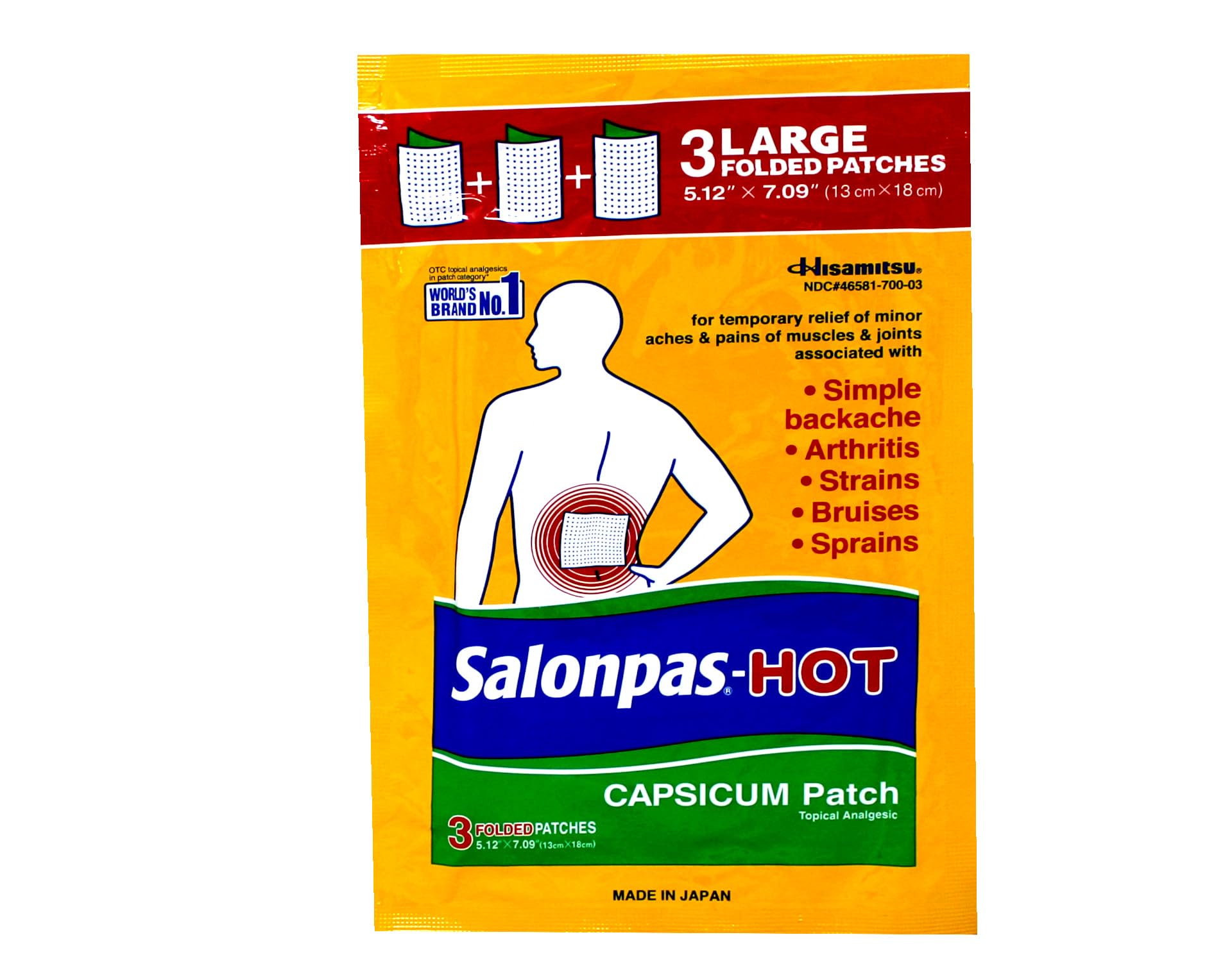 Orange Salonpas-Hot Capsicum Patch 3 Count (Pack of 6)
