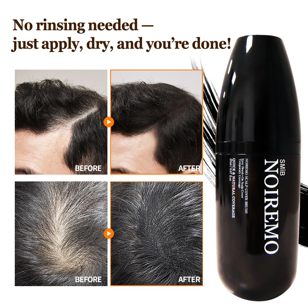 SMIB Hair Cover Brush – Waterproof & Sweatproof Temporary Color Touch-Up, Quick and Easy Application (Black)