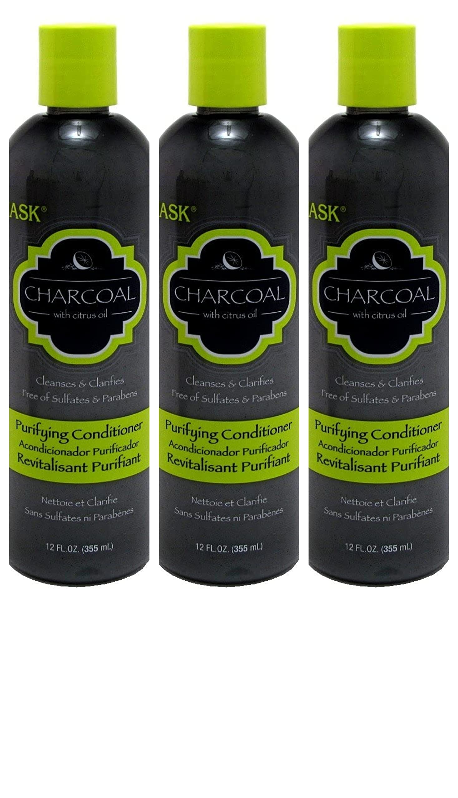 Hask Conditioner Charcoal Purifying 12 Ounce (354ml) (3 Pack)