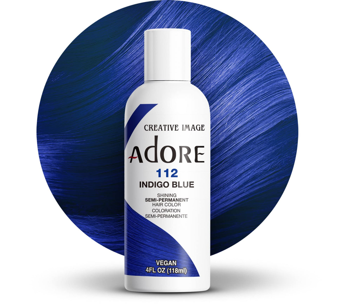 Adore Semi-Permanent Haircolor #112 Indigo Blue 4 Ounce (118ml) (3 Pack)