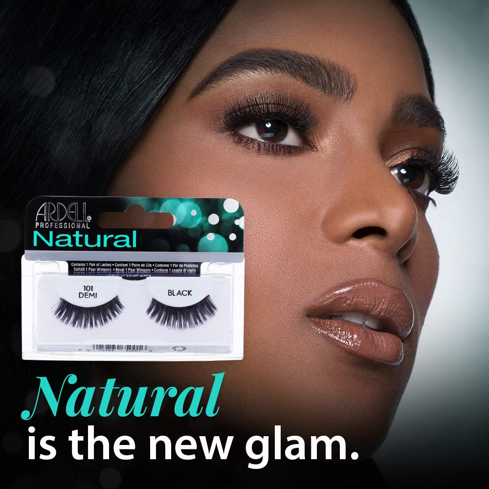 Ardell False Eyelashes Demi 101 - Black, Full Volume, Rounded Strip Wispy Lashes for a Natural Look, 4 Pack