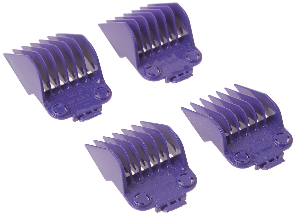 Andis 01415 Master Dual Magnet Large Comb Set - Crafted with High-Grade Metal, Contains 4 Different Size Combs - Providing a Comfortable & Snag-Free Experience - Purple