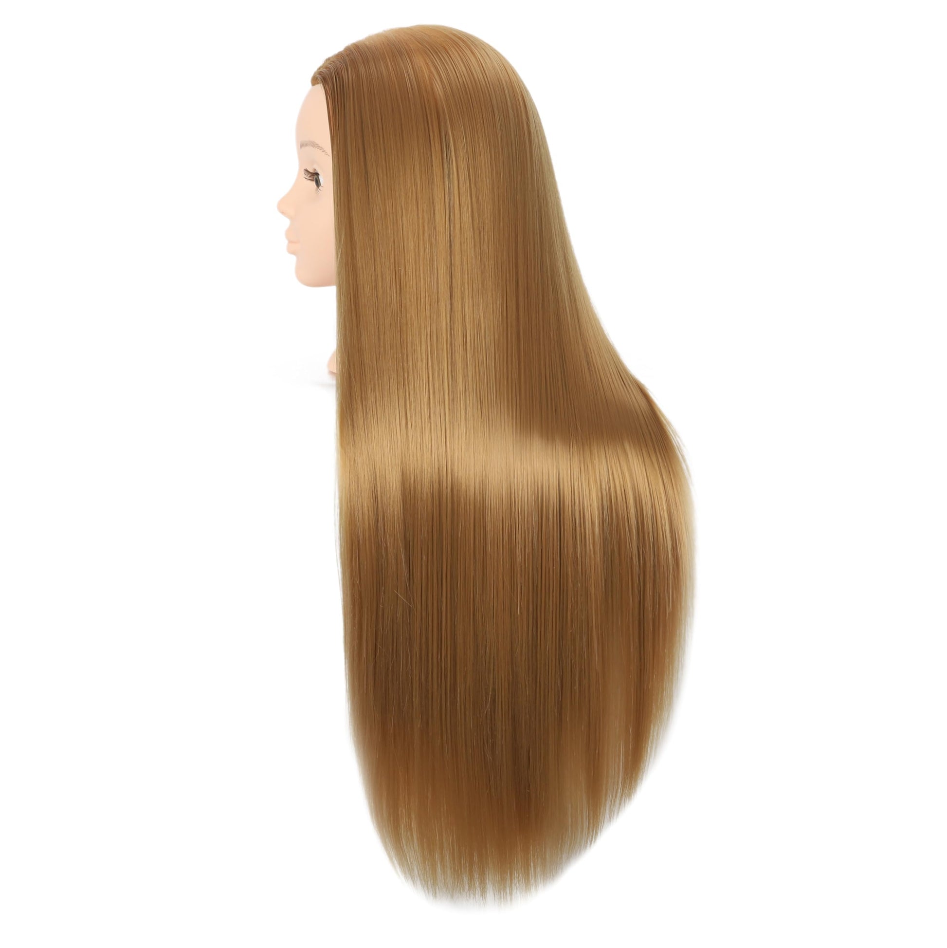 White Smoke Mannequin Head with Colorful Hair – 28" Long Straight Synthetic Hair Training Head with Clamp for Styling, Braiding, and Dye Practice (Blonde)