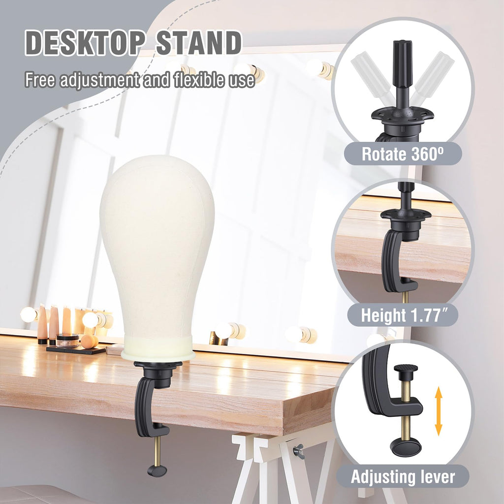 Relx Reinforced Wig Stand with Mannequin Head - Adjustable Wig Head Stand with Head for Wigs - Manikin Head Set for Cosmetology, black