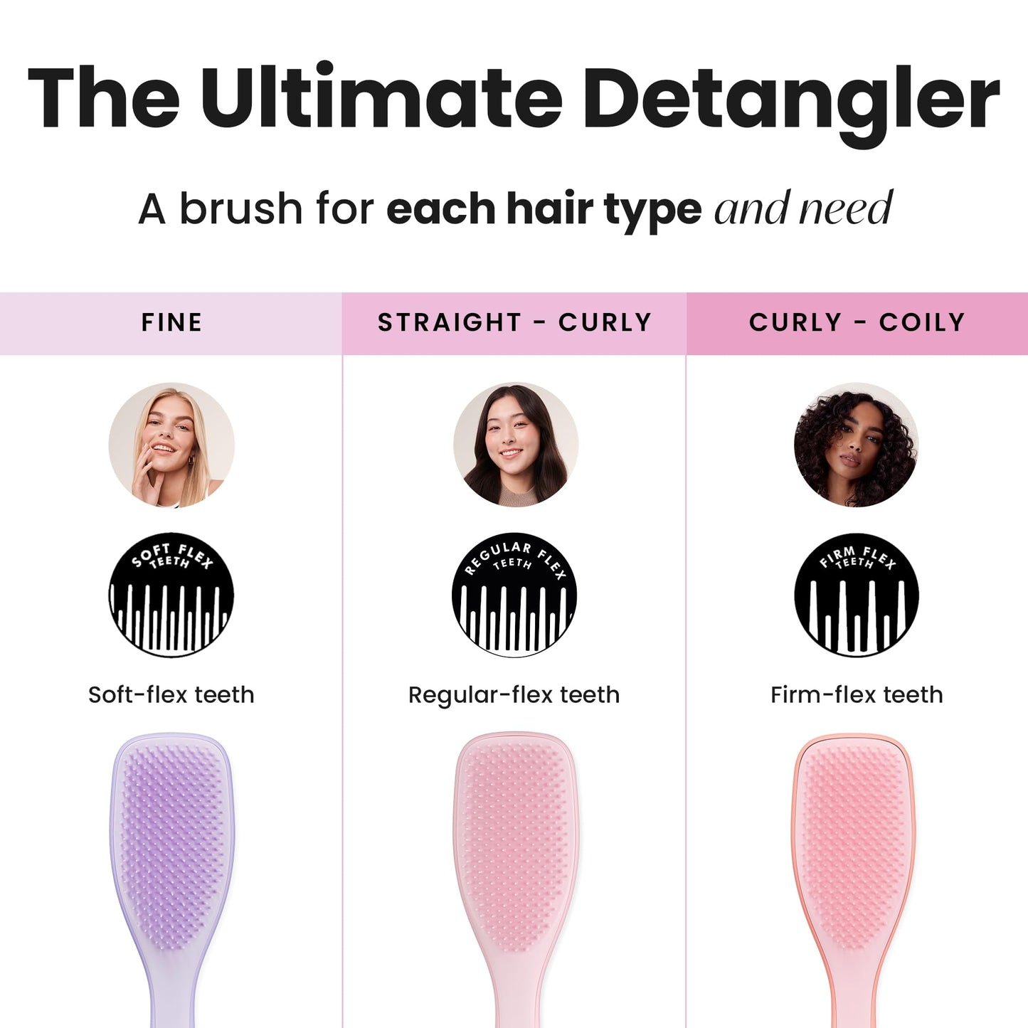 Brosse démêlante ultime Tangle Teezer Fine &amp; Fragile, brosse pour cheveux secs et humides pour démêler et réduire la casse, Hypnotic Heather