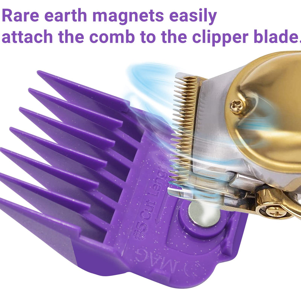 Magnetic Clipper Guards Guide Comb Set Compatible with Andis Master Hair Clippers,Size form to 1/16 to 1 in,10pcs Purple