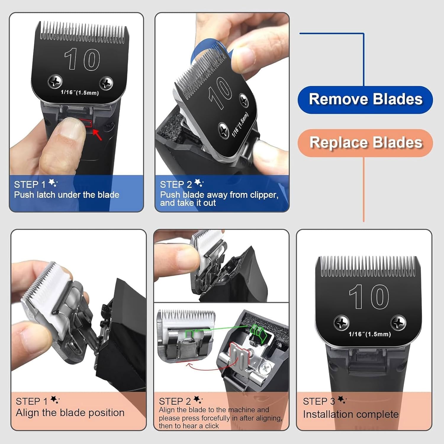 4PCS Dog Grooming Blades Compatible with Andis Dog Clippers Blades,Dog Clipper Blades Compatible with Oster A5,Wahl km10 Dog Clippers,Stainless-Steel Blade Sharp,Size:10+4FC+5FC+7FC