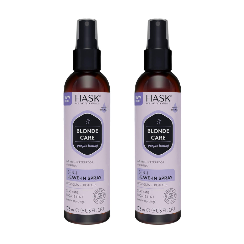 HASK BLONDE CARE 5-IN-1 Leave-In Spray Conditioner 2 Piece Bundle- vegan formula, cruelty free, color safe, gluten-free, sulfate-free, paraben-free