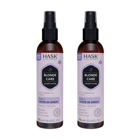 HASK BLONDE CARE 5-IN-1 Leave-In Spray Conditioner 2 Piece Bundle- vegan formula, cruelty free, color safe, gluten-free, sulfate-free, paraben-free