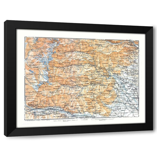 ArtDirect Europe Lanza Region France Italy - Bertarelli 1914 Custom Framed Art Print Giclee Print or Canvas Options with Various Sizes and Customization by Bertarelli