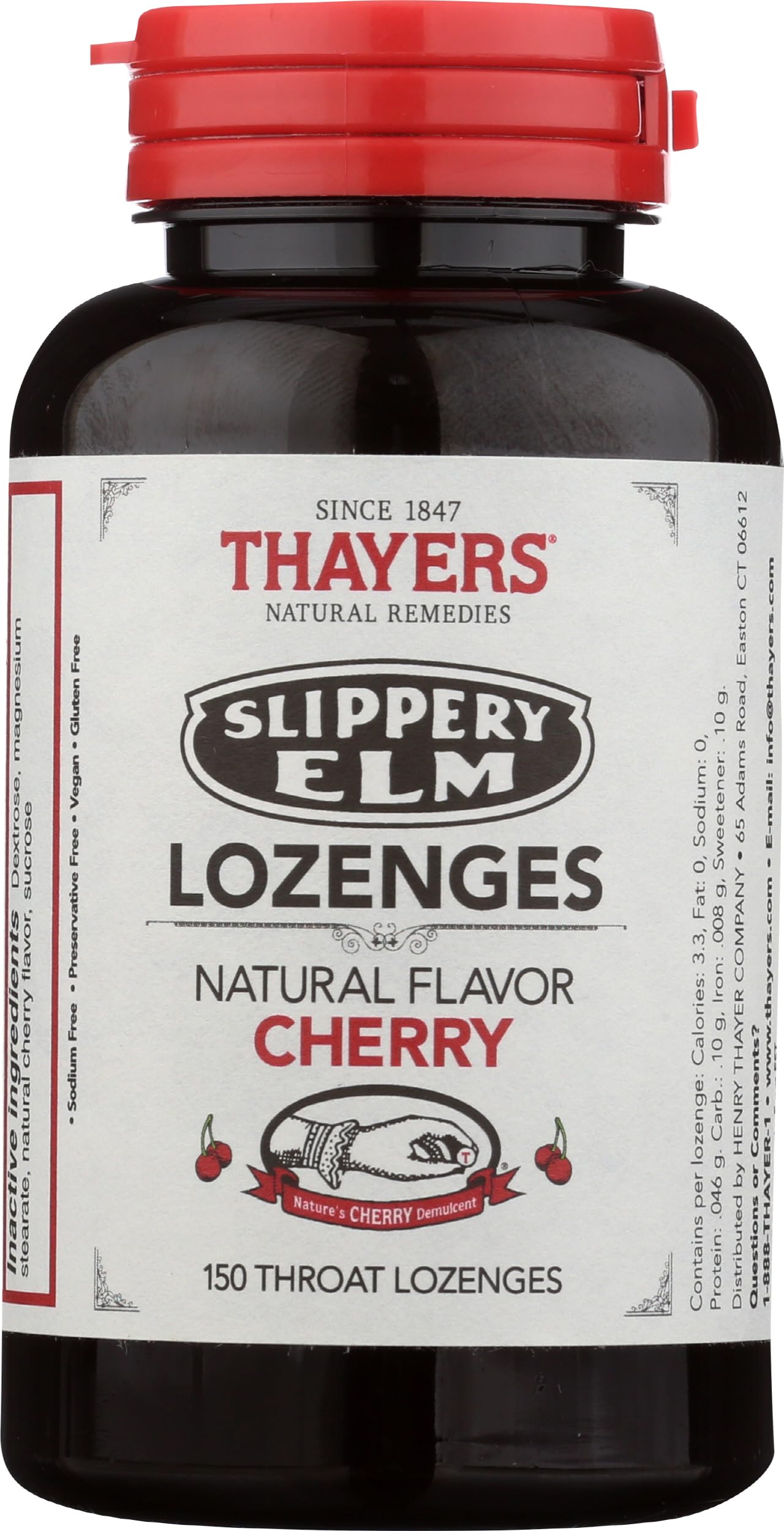 Light Gray Thayers Slippery Elm Lozenges, Cherry, 150 Count