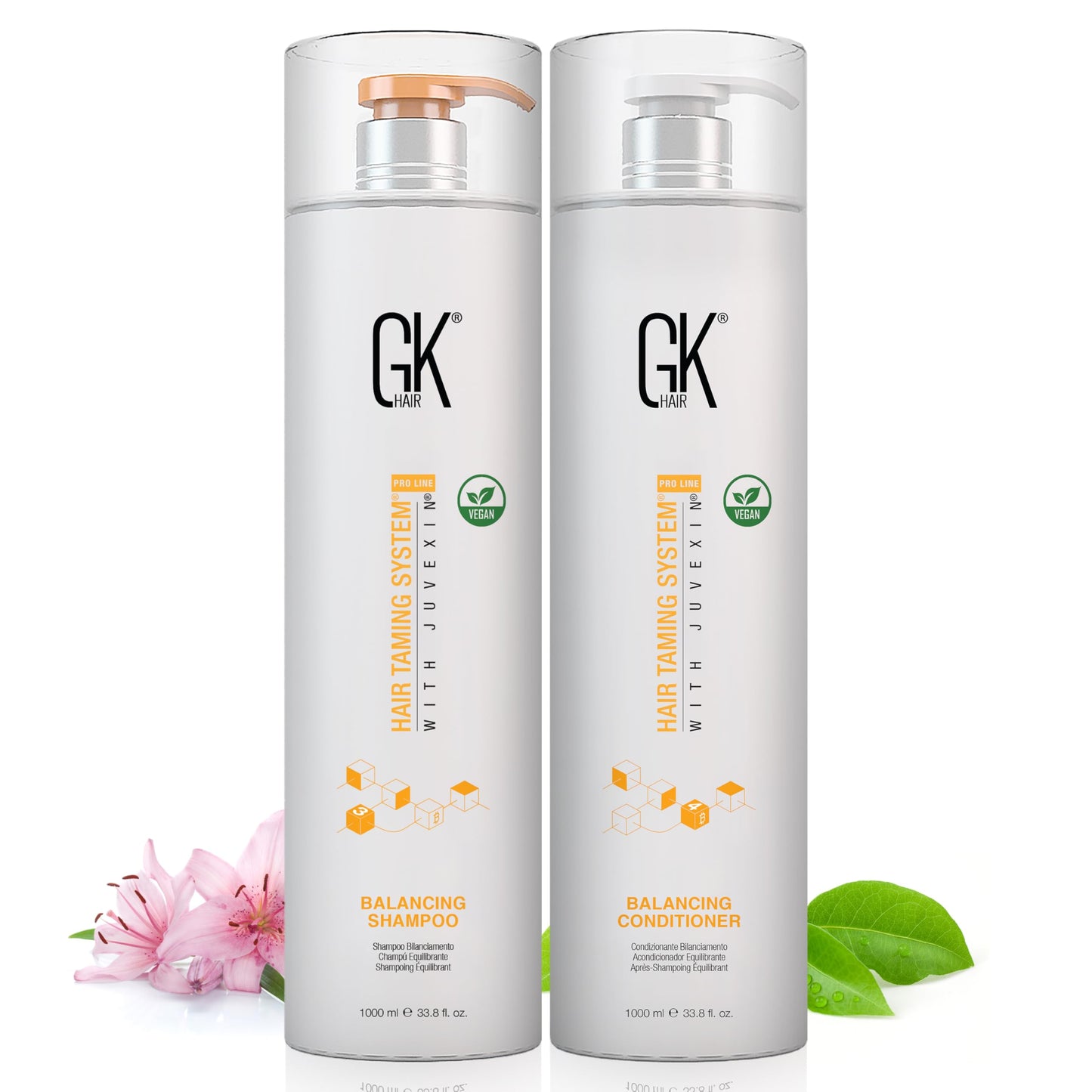 GK HAIR Global 角蛋白平衡洗发水和护发素套装（33.8 液体盎司/1000 毫升）适用于油性和染色头发，深层清洁，非常适合过度处理和受环境压力的头发