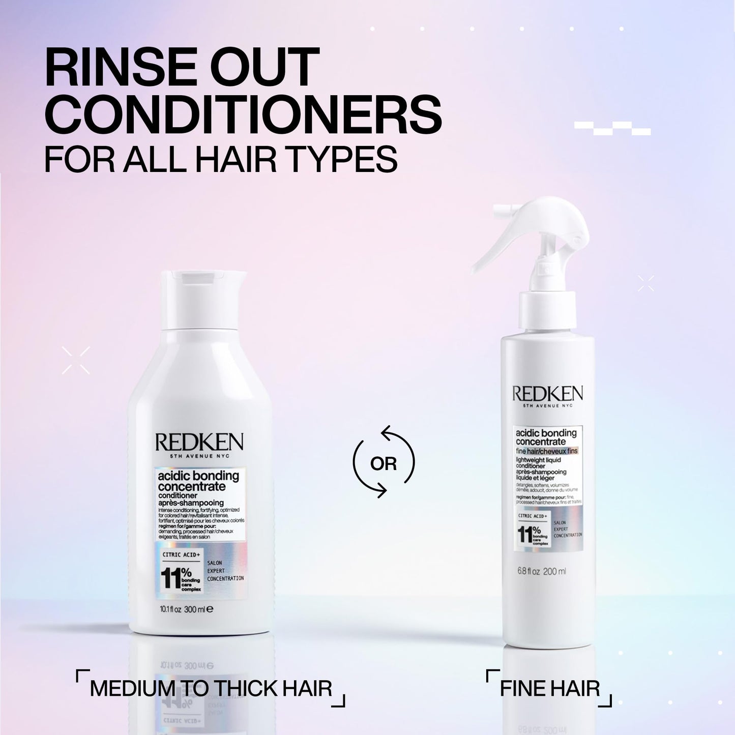Après-shampoing liquide léger Redken Bonding pour cheveux abîmés | Volume et soin | Concentré acide bonding | Spray après-shampoing sans sulfate | Pour cheveux fins ou clairsemés | 200 ml