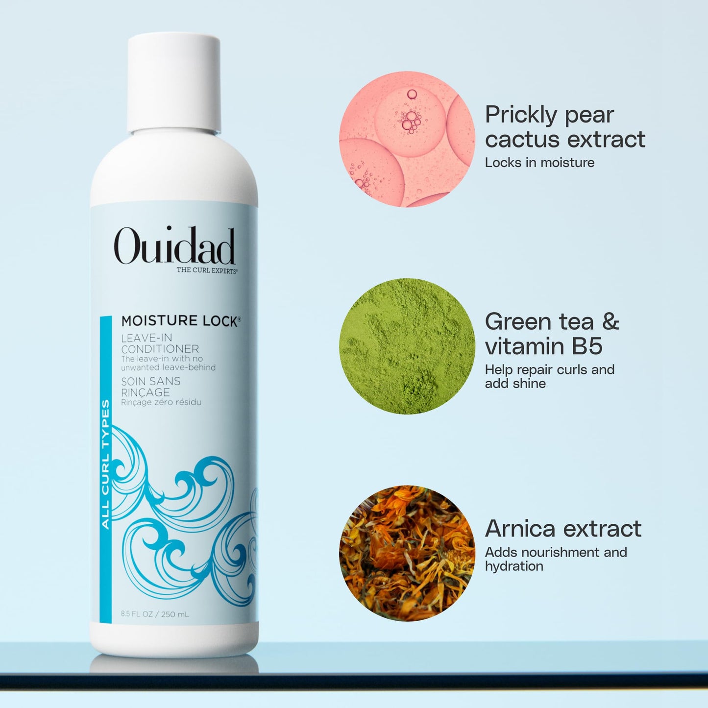 Lavender Ouidad Moisture Lock Leave In Conditioner for Curly Hair - 8.5 fl oz, Hydrating Hair Detangler, 2-in-1 Moisturizing Conditioner & Primer for Soft, Hydrated Curls, All Curl Types