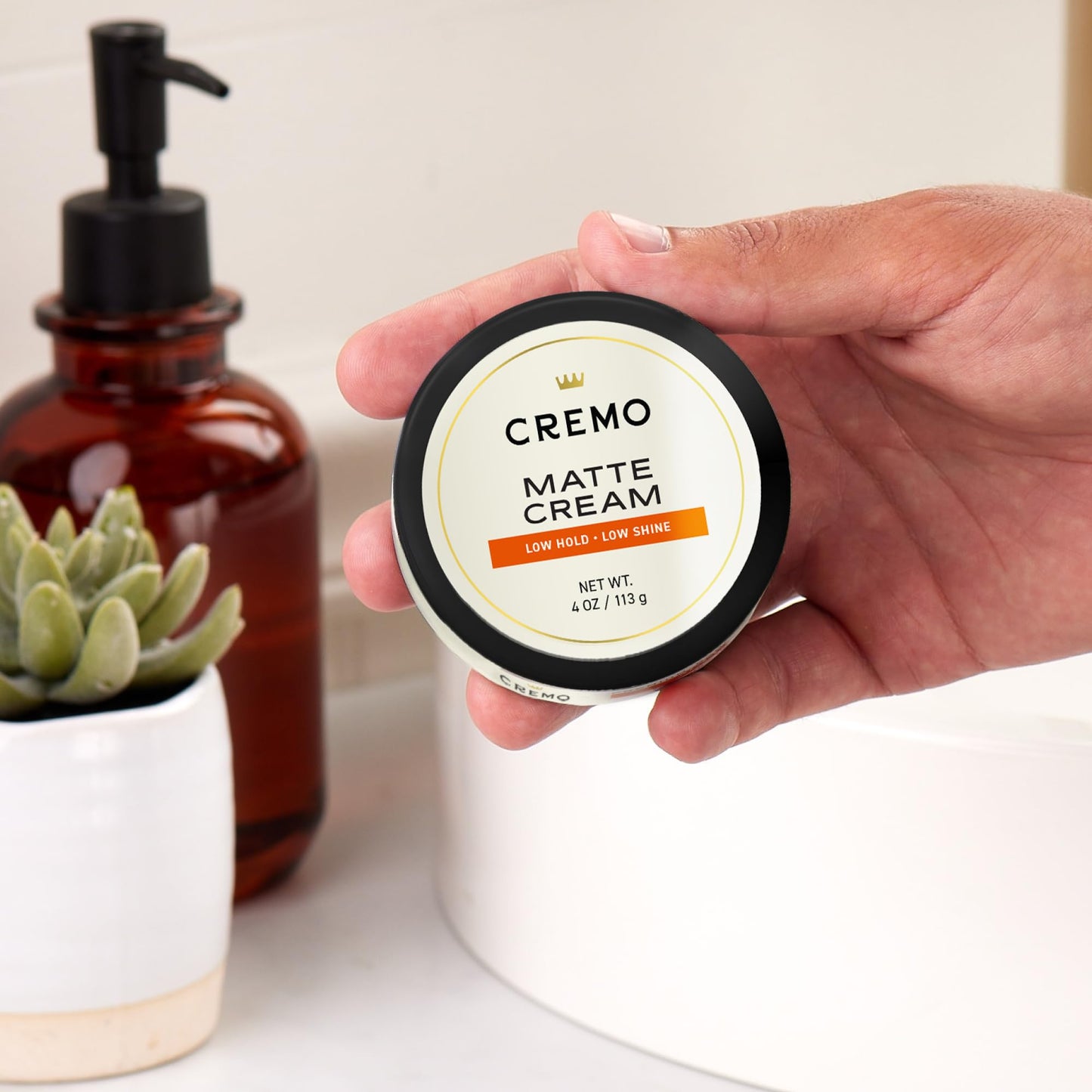 Cremo Hair Styling Matte Cream, Premium Barber Grade, Light Hold, Low Shine, Hair Cream and Hair Products For Men, 4 Oz