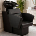 Icoget Shampoo Bowl and Chair Set for Salon, Deep Porcelain Tilting Salon Sinks for Hair Stylist, Backwash Shampoo Stations for Barber,Home, Black