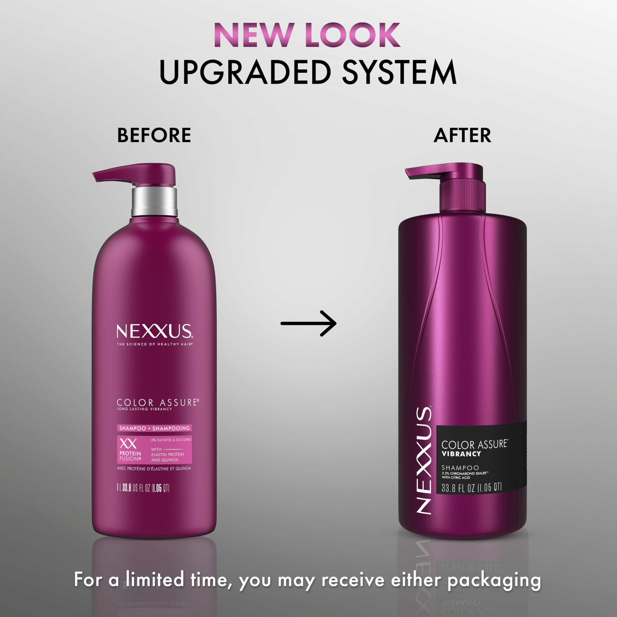 Nexxus Color Assure Shampoo for Vibrancy for Color Treated Hair Powered by Chromabond Sealer with Citric Acid 33.8