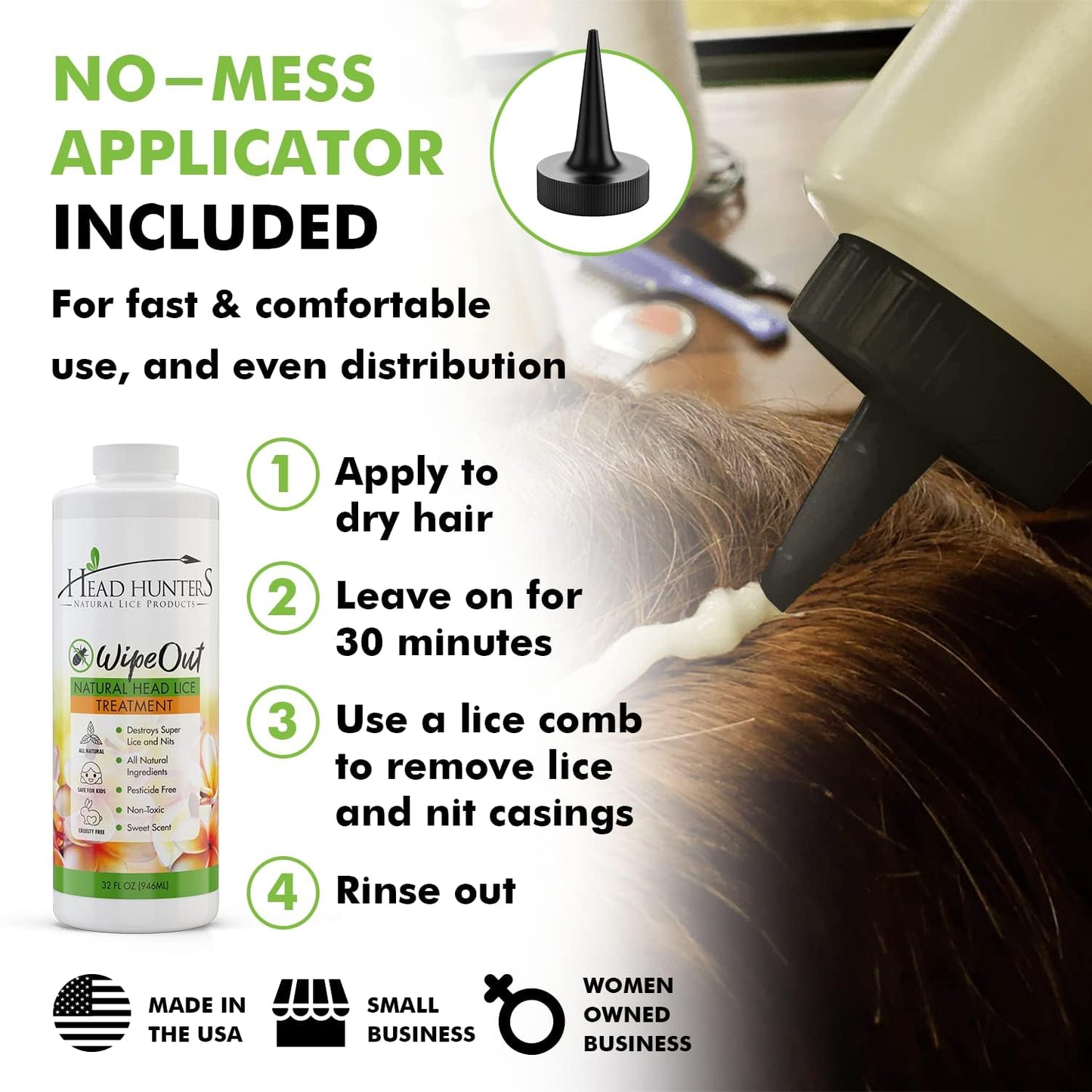 Head Hunters Natural Lice Products Wipeout Extra Strength Head Lice Treatment for Kids and Adults - Non-Toxic, Natural Shampoo Kills Eggs and Lice for Effective Removal from Hair - 32 Fl Oz