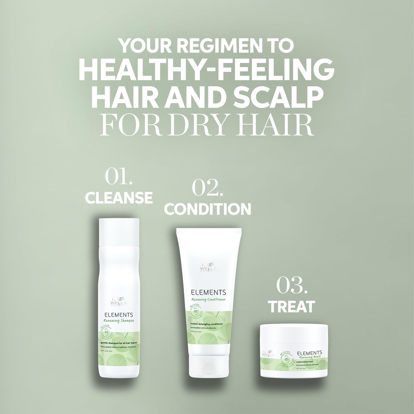 Gray Wella Professionals Elements Renewing Shampoo with Aloe Vera | Gentle for All Hair Types | Without Sulfate & Silicone | 1 Liter Pouch | 33.8 Fl Oz