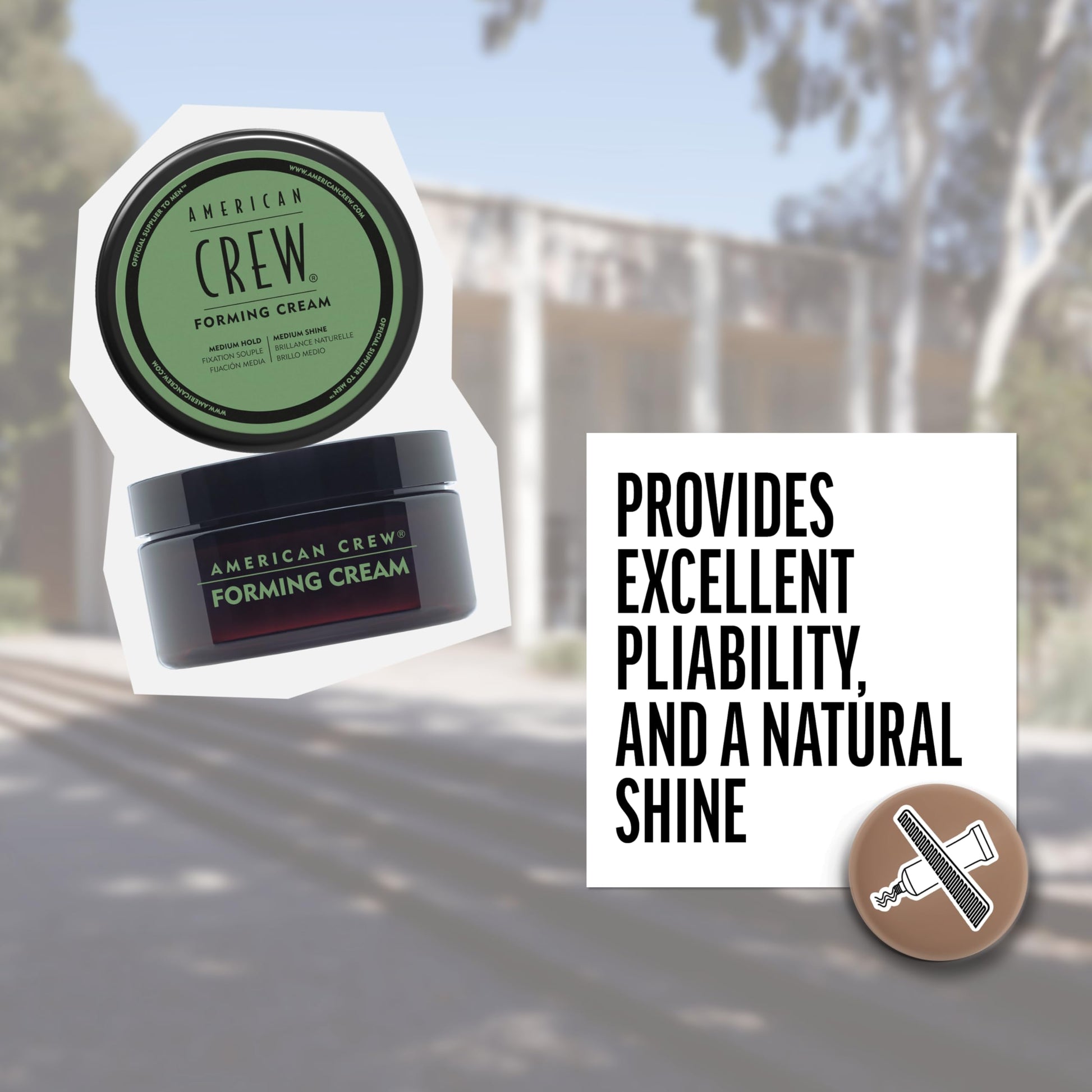 Light Slate Gray American Crew Men's Hair Forming Cream, Like Styling Gel with Medium Hold & Shine, Travel Size, 1.7 oz