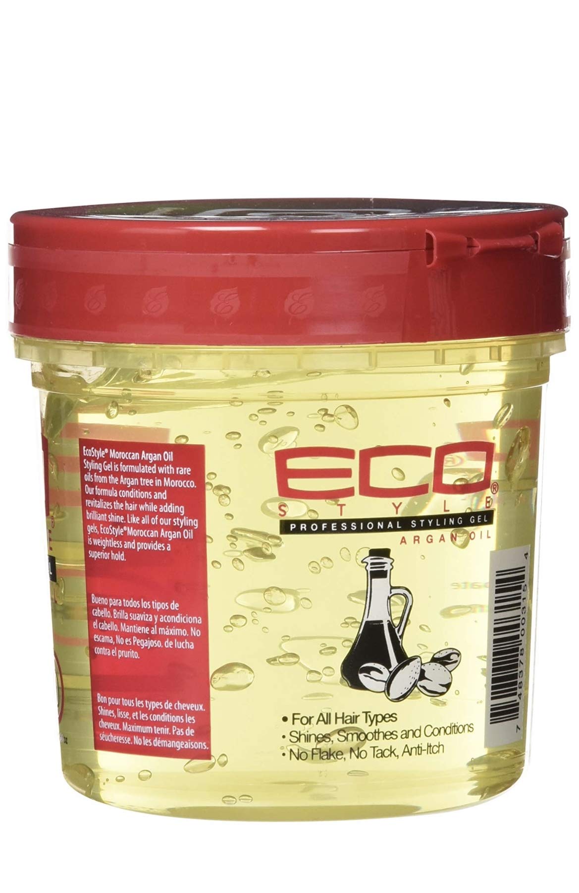 Eco Style Styling Gel, Argan Oil, 16 Oz (Including Handle Nylon Bristle Hair Brush, Round Handle Detangle Hair Comb & 6 Piece Hair Tie Scrunchies) Eco Styler Argan Oil Gel Hair Styling Kit