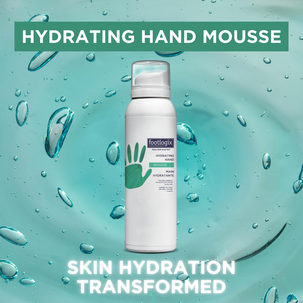 Footlogix Hydrating Hand Mousse with Dermal Infusion Technology® | Deep Hydration for Dry Hands | Urea-Enriched Formula | Fast-Absorbing | 4.23 ozl/119.9 g/125 ml