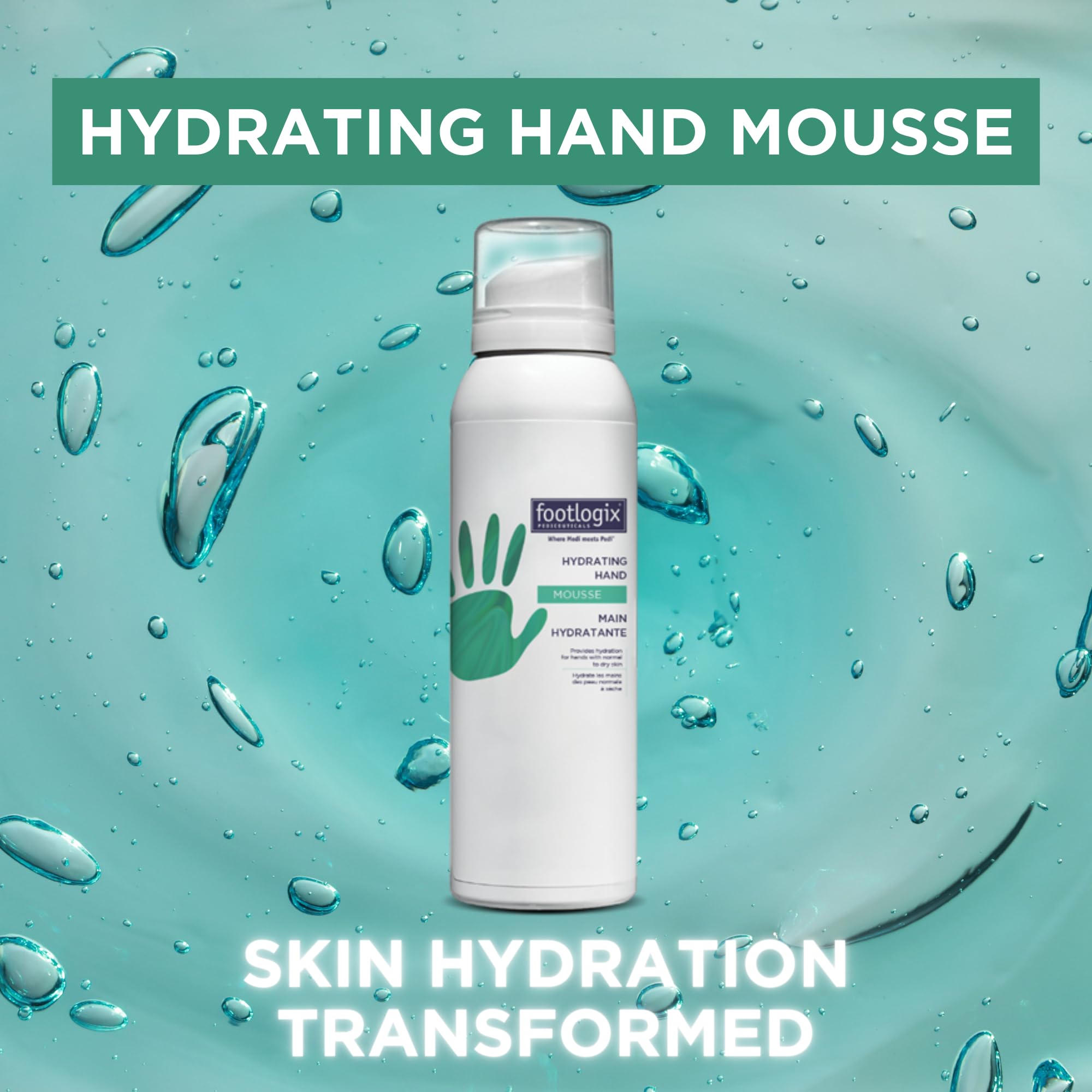 Footlogix Hydrating Hand Mousse with Dermal Infusion Technology® | Deep Hydration for Dry Hands | Urea-Enriched Formula | Fast-Absorbing | 4.23 ozl/119.9 g/125 ml