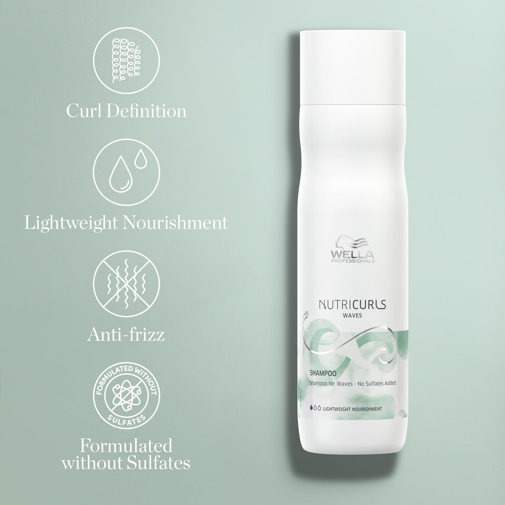 Wella Professionals Nutricurls Shampoo for Waves | Nourish and Define Waves & Curls | Formulated Without Sulfates | 8.4 Fl Oz
